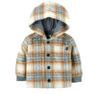 9 month Plaid Hooded Button Up Jacket
